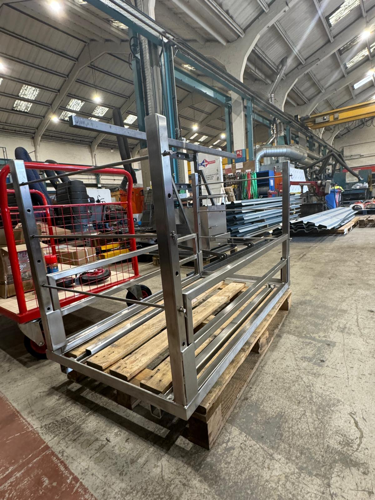 Fabricated autoclave trolley frame during workshop assembly