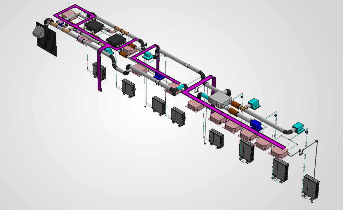 3D HVAC layout model for the ventilation and cooling design of a modular electrical building
